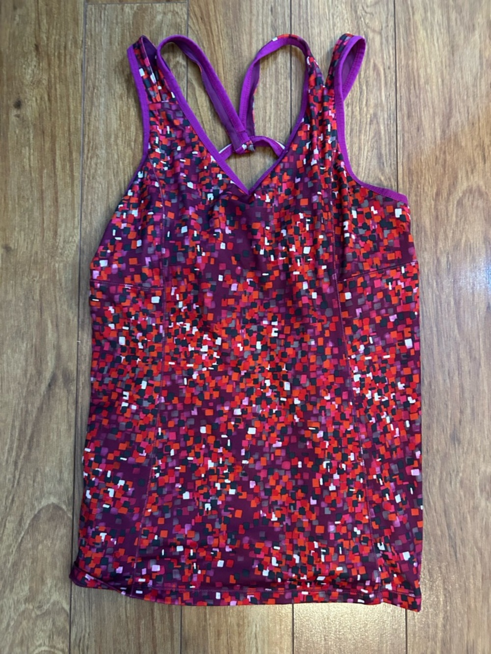 Lole Women's Multi-Color Pixel Print Tank Top - Purple & Red